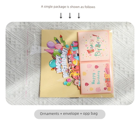 3D Pop Up Doğum Günü Kartı - Avokado - 10
