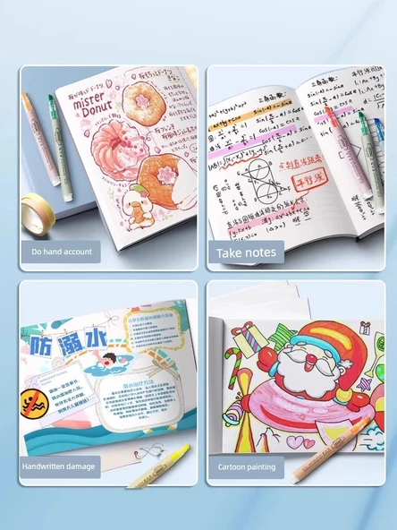 Fluoresan Kalem - Sarı 2 Mavi 2 Pudra 2, 6'lı Set - Resim 5