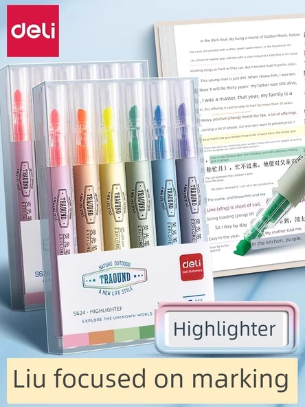 Fluoresan Kalem - Sarı 2 Mavi 2 Pudra 2, 6'lı Set - Resim 2