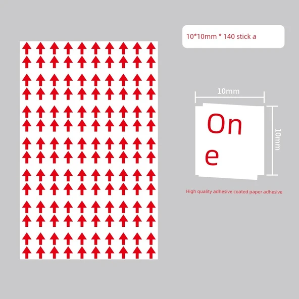 Ok Etiketi - Kırmızı - 10*10mm - 3 Paket