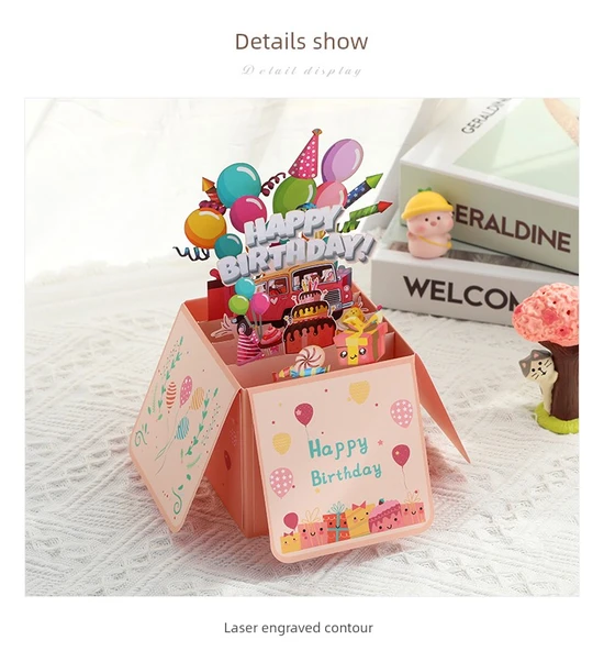 3D Pop Up Doğum Günü Kartı - Avokado - 11