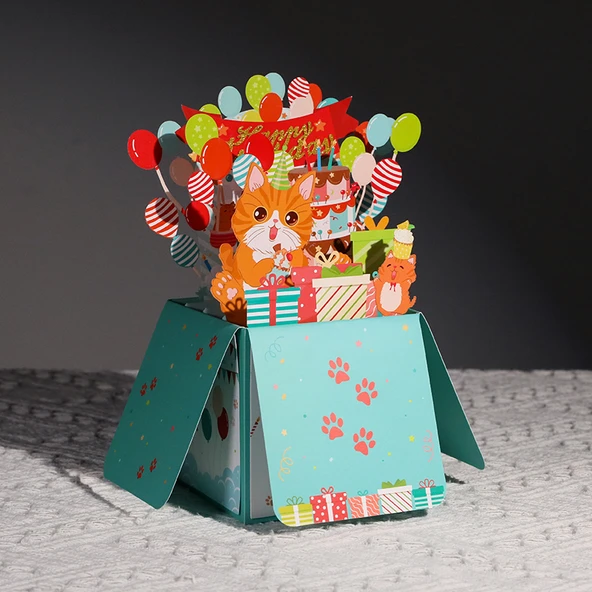 3D Pop Up Doğum Günü Kartı - Avokado - 4
