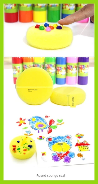 DIY Graffiti Sünger Anaokulu Boyama Rulosu Fırça - Küçük Sapan 4 Parça Sünger Fırça - 9