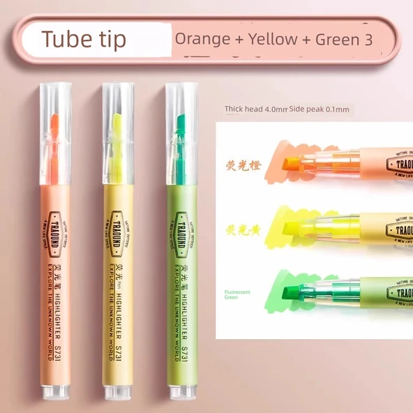 Fluoresan Kalem - Turuncu + Sarı + Yeşil Set