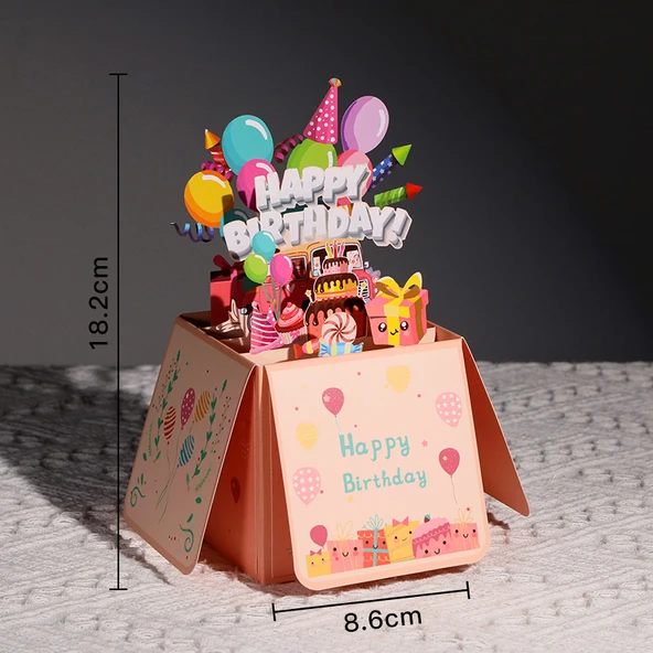 3D Pop Up Doğum Günü Kartı - Doğum Günü Stereo Kutusu