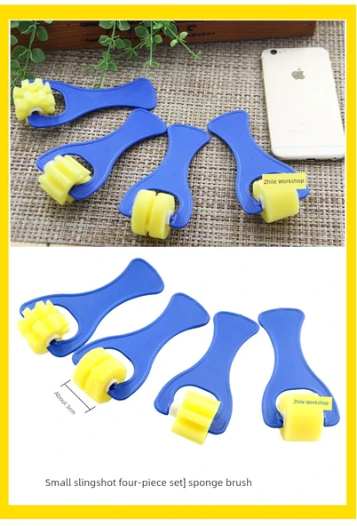 DIY Graffiti Sünger Anaokulu Boyama Rulosu Fırça - 6 Parça Geometrik Şekil Sünger Fırça - 10