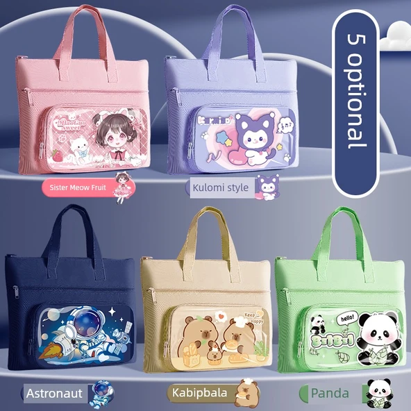 Taşınabilir Kanvas El Çantası - Meow Meyve Kız Kardeş + Panda 2 Paket - 3