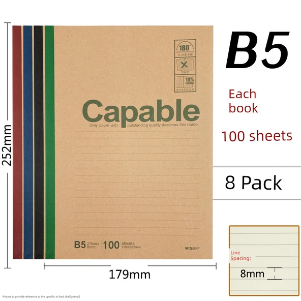 Kahverengi Paket Kağıdı B5 Defter - Kahverengi Paket Kağıdı Kapağı B5 [100] - 8 Paket