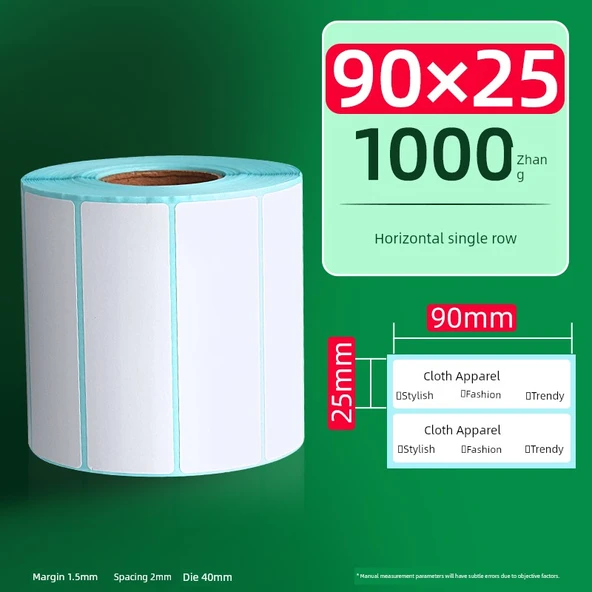 Üç Koruma Termal Etiket Kağıdı - 90x25x1000 Yatay Versiyon