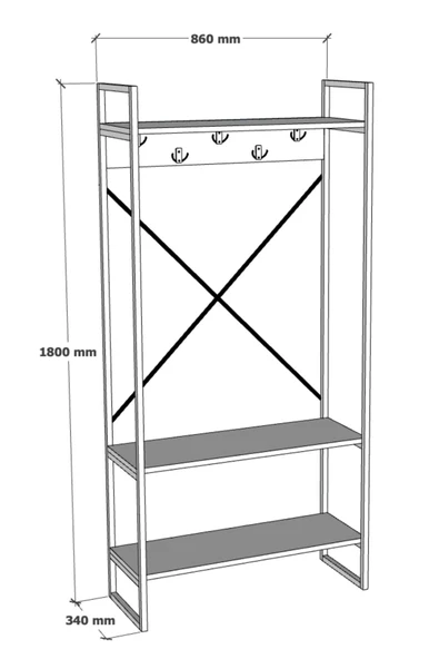 Echo Vestiyer Askılık Portmanto Ayakkabılık Çok Amaçlı Vestiyer - 4