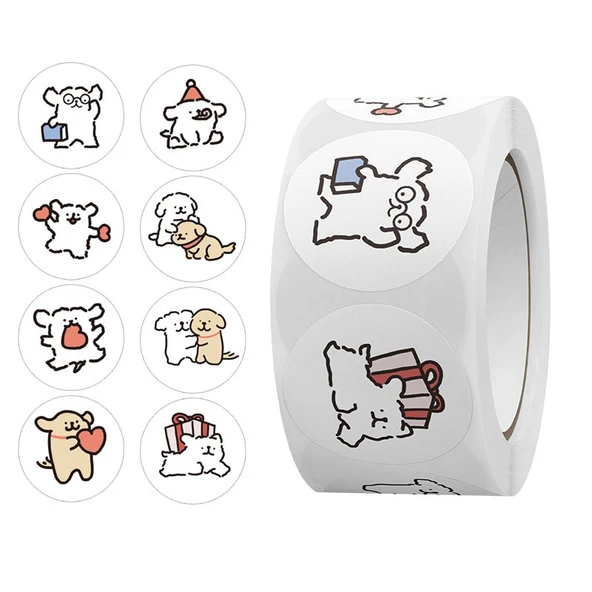 Karikatür Köpek Çıkartmaları - H49 - 500 Adet - 2.5cm