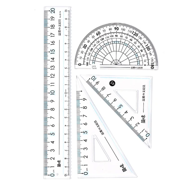 Öğrenci Cetvel Seti - 20cm Dalgalı Set Cetvel - Mavi