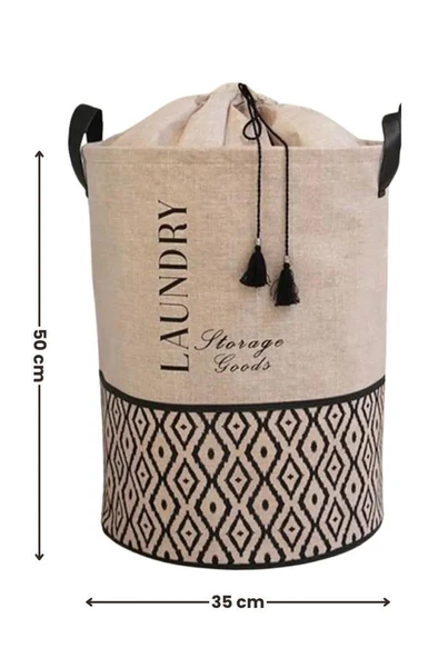 Flora Torbalı Çamaşır Oyuncak Sepeti, Ağzı Büzgülü Dekoratif Saklama Sepeti (35x50cm) - 2