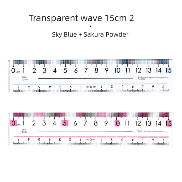 Öğrenci Cetvel Seti - 15cm Dalgalı Sert Cetvel - Mavi + Pembe