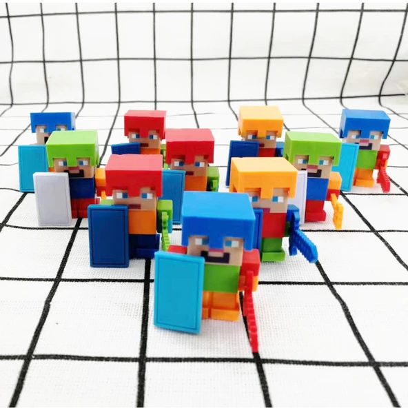 Minecraft Silgi Figürü - Siyah Ejderha Şövalyesi ve Dört Tek Renk Küçük İnsan - 9