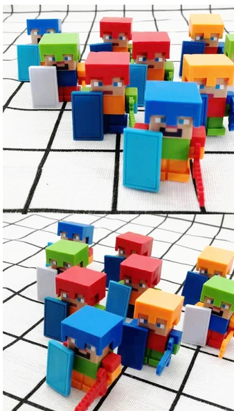 Minecraft Silgi Figürü - Siyah Ejderha Şövalyesi ve Dört Tek Renk Küçük İnsan - 10