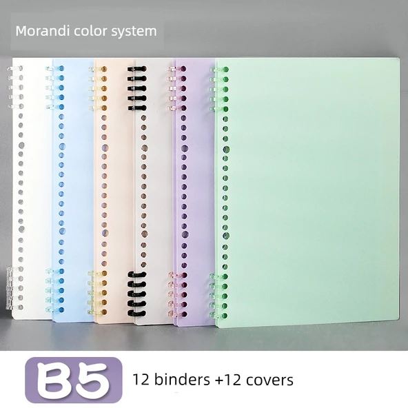 DIY Yumuşak Deri Çıkarılabilir Spiral Defter - B5 Morandi Karışık Renk Kapağı 12 + Karışık Renk Daire 12