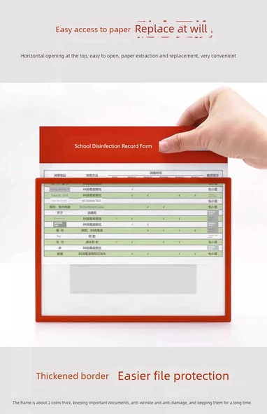 A4 Kağıt Torba Gösterim Etiketi Manyetik Duvara Asılabilir Klasör - A4 Yeşil [film ile] [yapıştırıcı] - Resim 8