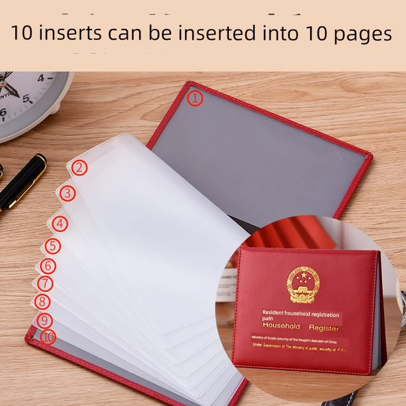 Gerçek Deri Hane Kayıt Defteri Koruyucu Kılıf - Gerçek İnek Derisi Dayanıklı Defter - On Takviye (2 Kart Seti Hediye)