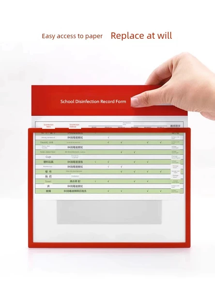 A4 Kağıt Torba Gösterim Etiketi Manyetik Duvara Asılabilir Klasör - A4 Yeşil [film ile] [yapıştırıcı] - Resim 4