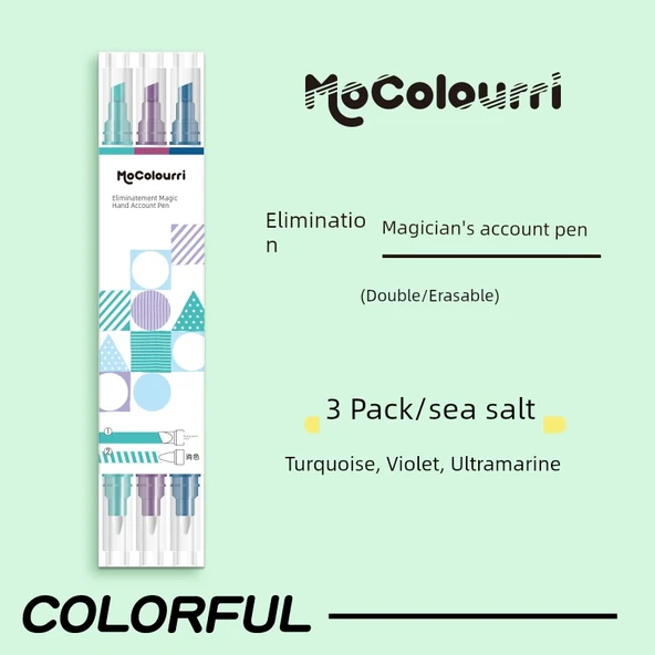 Çift Uçlu Vurgulayıcı - Deniz Tuzu - 3'lü Paket - Silinebilir
