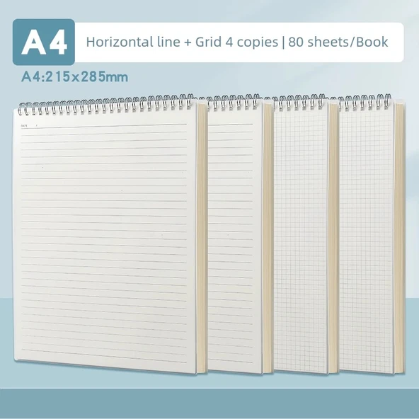 Minimalist Yükseltilebilir Yatay Çizgi Yapışmaz Defter - A4 (2 yatay çizgi + 2 kare)
