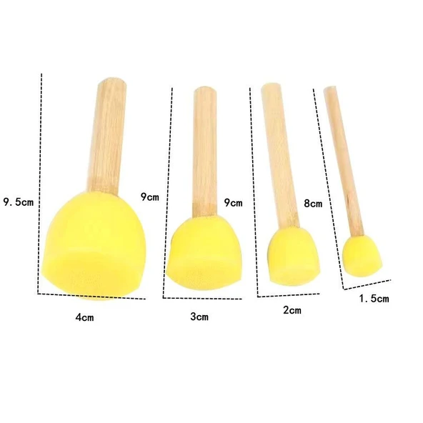 Çocuklar İçin Sanat Malzemeleri DIY Sünger Fırça Seti - 4 Parça Desenli Rulo Fırça Seti - 8