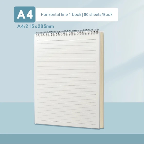 Minimalist Yükseltilebilir Yatay Çizgi Yapışmaz Defter - A4 (1 kitap yatay çizgi)