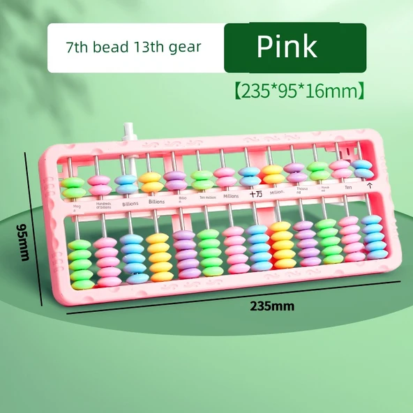 Eğitici Abaküs - 7 Boncuk 13 Dişli - Pembe - Popüler Öneri