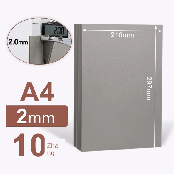 A4 İki Taraflı Gri Karton - 2.0mm Kalınlık - 10 Sayfa