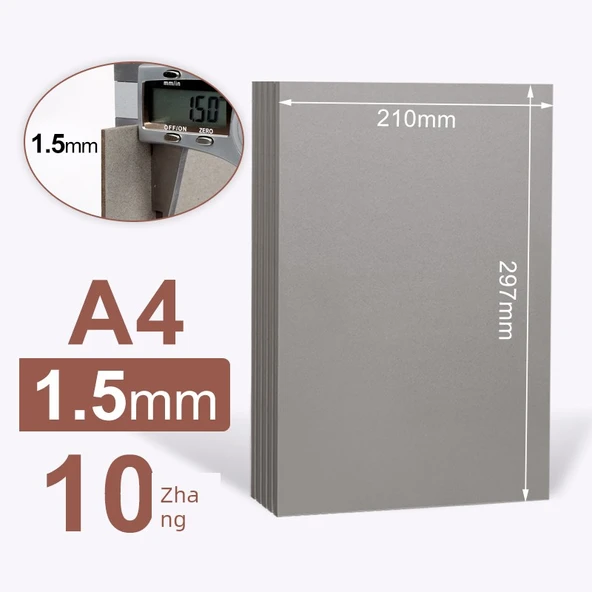 A4 İki Taraflı Gri Karton - 1.5mm Kalınlık - 10 Sayfa