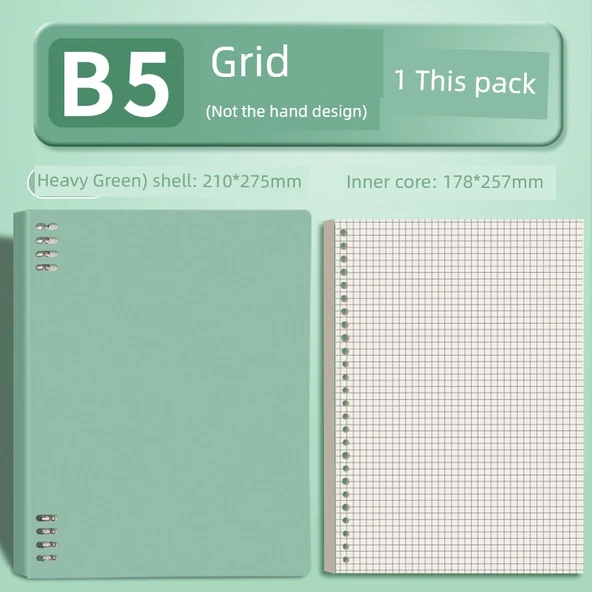 B5 Spiral Defter - Ağır Yeşil - Izgara - 60 Sayfa