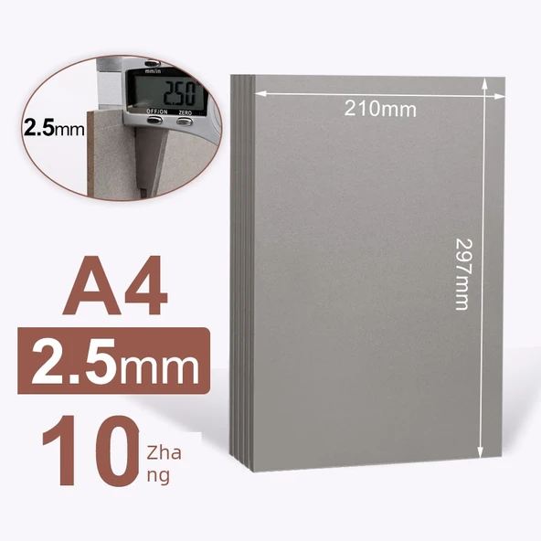 A4 İki Taraflı Gri Karton - 2.5mm Kalınlık - 10 Sayfa