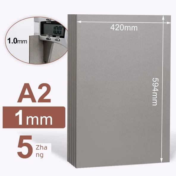 A2 İki Taraflı Gri Karton - 1.0mm Kalınlık - 5 Sayfa