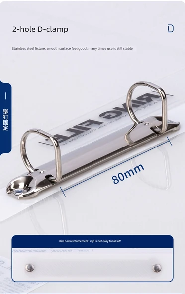 A4 Gevşek Yaprak Klasör - 10 Sayfa Delgeçli Tekli Klips - 1 Paket - 8