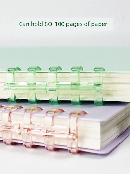 DIY Yumuşak Deri Çıkarılabilir Spiral Defter - 5 Delik Halkalı Açık Yeşil 6 - 4