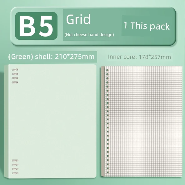 B5 Spiral Defter - Yeşil - Izgara - 60 Sayfa