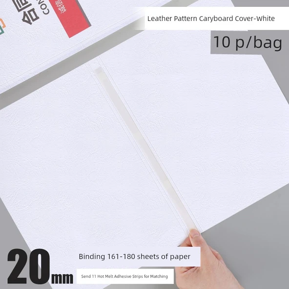A4 Kağıt Bağlama Kapağı - Açık Gri - Deri Zarf 20mm - 10 Paket 161-180 Sayfa