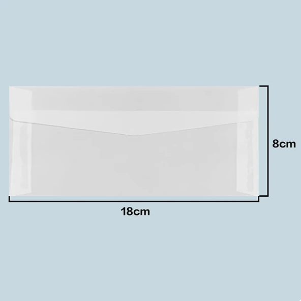 Şeffaf Kağıt Mini Zarf - 18x8 cm
