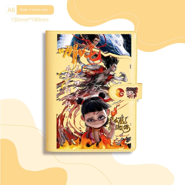 Nezha Anime A6 Deri El Defteri - Sarı