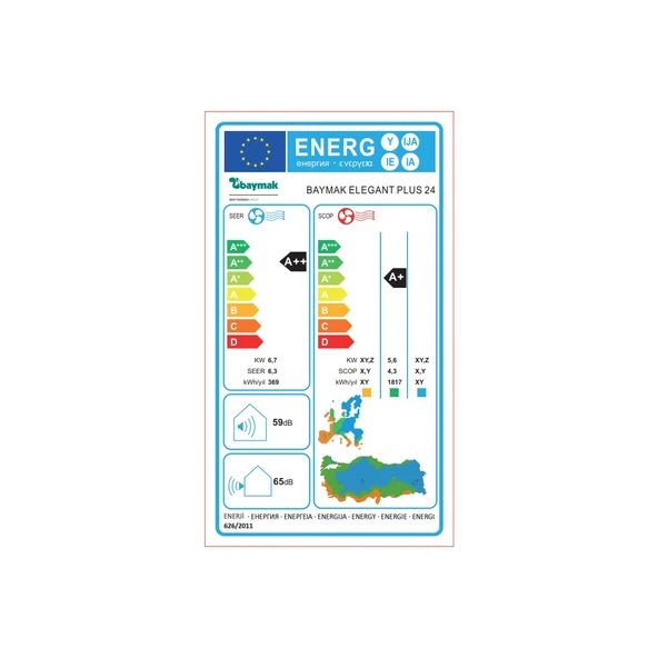 Baymak Elegant Plus 24 A++ 24000 BTU Inverter Duvar Tipi Klima - 7