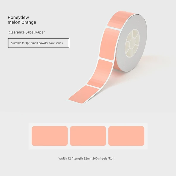 Su Geçirmez Etiket Kağıdı - Kavun Turuncu - 12mm x 22mm - 260 Yaprak