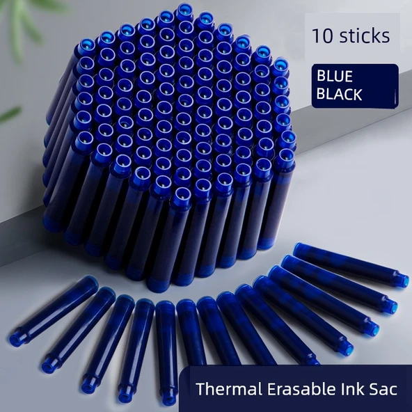 Silinebilir Mürekkep Kalem Yedekleri - Ming Ucu - Mavi Siyah - 10 Paket - 3.4mm Kalibre