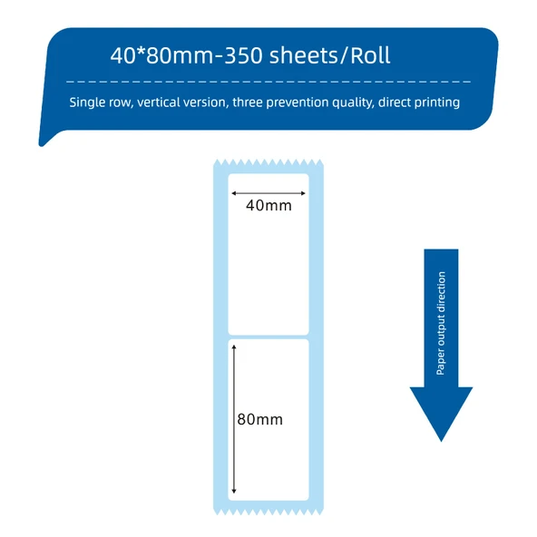 Üç Koruma Termal Etiket Kağıdı - 40x80mm - 350 Sayfa (5 Rulo)