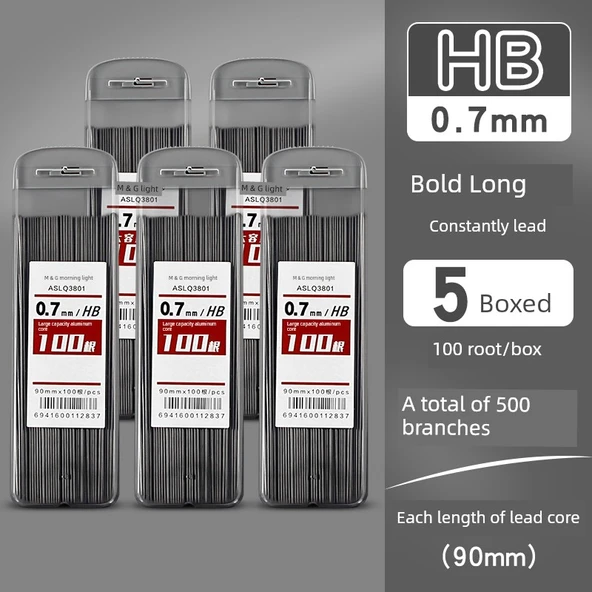 Mekanik Kalem Ucu Seti - HB/0.7mm - 5 Kutuda 500 Uç