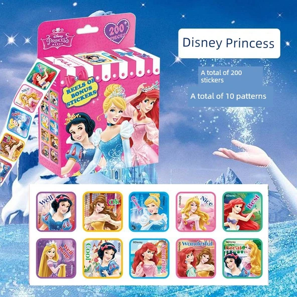 Çocuklar için Karakter Çıkartmaları - PR15 Disney Prensesi 200 Lazer Çıkartma