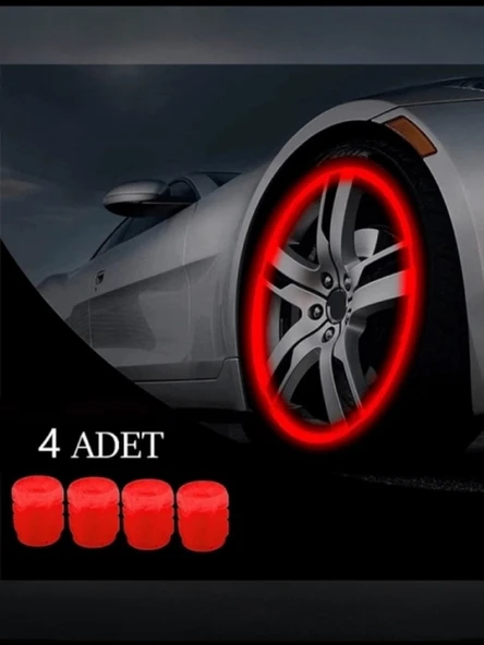 Foren Gece Parlayan Kırmızı Fosforlu Sibop Kapağı Seti - 4 Adet