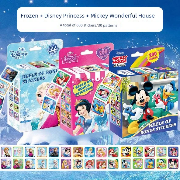 Çocuklar için Karakter Çıkartmaları - Frozen, Disney Prensesi, Mickey Harika Ev 600 Çıkartma