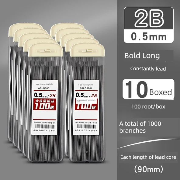 Mekanik Kalem Ucu Seti - 2B/0.5mm - 10 Kutuda 1000 Uç