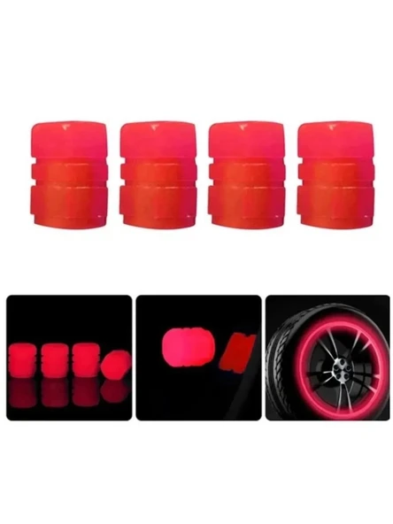 Foren Gece Parlayan Kırmızı Fosforlu Sibop Kapağı Seti - 4 Adet - 3